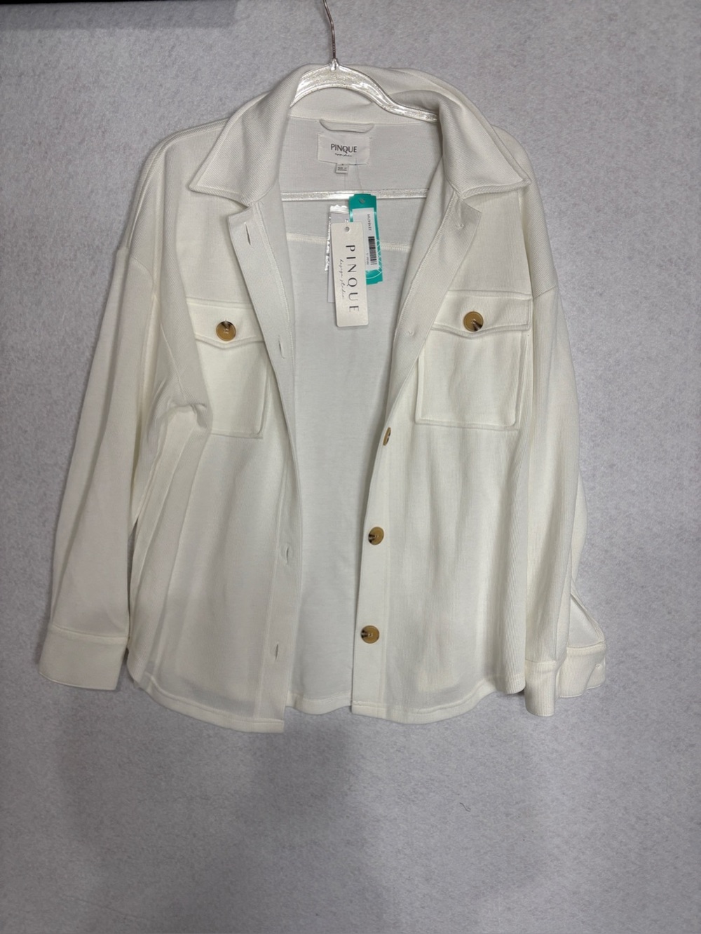 Pinque Women's Cream Button-Front Shacket